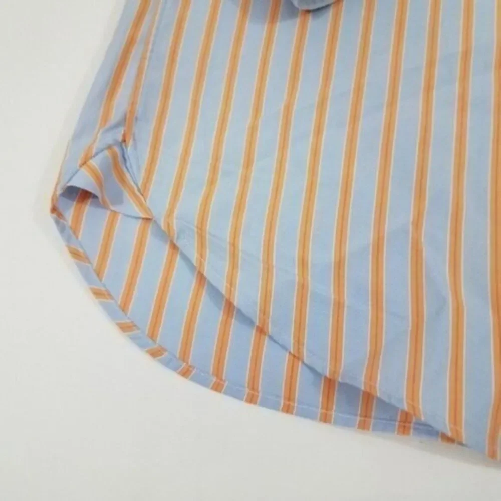 J crew mens button front shirt striped blue orange‎